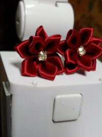 Burgundy Satin Floral Earrings