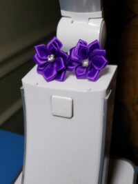 Purple Satin Floral Earrings