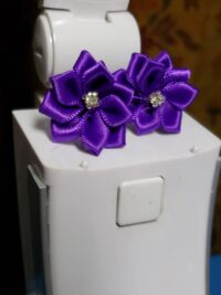 Purple Satin Floral Earrings