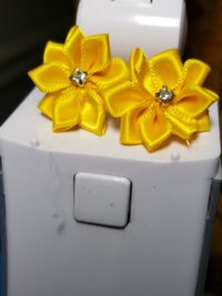 Yellow Satin Floral Earrings